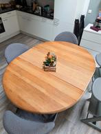 Massief eiken eettafel uitschuifbaar, Huis en Inrichting, Tafels | Eettafels, Ophalen, Gebruikt, Rond, Eikenhout