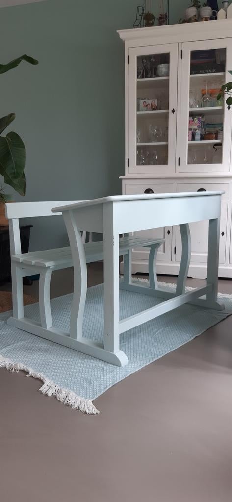 Vintage Schoolbank, kinderbureau - Mintgroen, Ophalen
