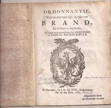 Deventer 1767 Ordonnantie waar na een ieder zig, in tyde bra beschikbaar voor biedingen