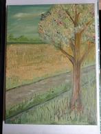 Landschap met een boom gesigneerd Louis olieverf schilderij, Verzenden, Overige thema's