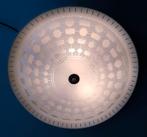 Vintage, jaren 50 / 60 plafondlamp, bewerkt glas / metaal, Ophalen, Gebruikt, Glas, Vintage