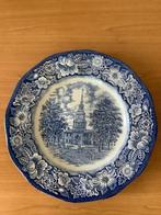 Antiek Blauw Wit Bord Independence Hall 25cm Diameter, Ophalen of Verzenden