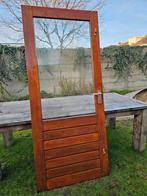 Hardhouten deuren met glas, 87.8 x 201.5 cm & 87,5 x 199 cm, Ophalen, Gebruikt, Overige typen, 200 tot 215 cm