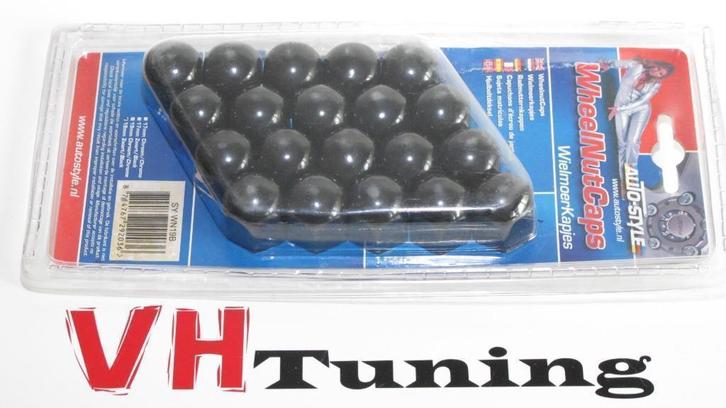 Autostyle SY WN19B wheelnutcaps / wielmoerkapjes 19MM zwart, Auto diversen, Tuning en Styling, Ophalen of Verzenden