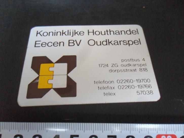 stickers Oudkarspel Koninklijke Houthandel Eecen bv, Verzamelen, Stickers, Zo goed als nieuw, Overige typen, Ophalen