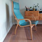 Vintage Yngve Ekstrom Lamino fauteuil in blauw leer, Gebruikt, Leer, Ophalen