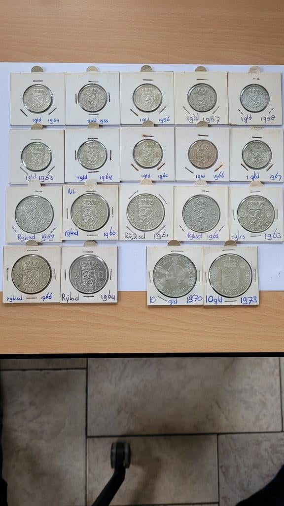 Complete Zilveren Munten Serie Juliana, Postzegels en Munten, Munten | Nederland, 1 gulden, Koningin Juliana, Setje, Zilver
