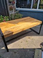 Houten Tafel met Metalen Onderstel 100x90, Huis en Inrichting, Gebruikt, 100 tot 150 cm, Vijf personen of meer, Metaal