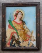 Om 1800 ACHTER GLAS Schilderij Catharina van Alexandrië, Antiek en Kunst, Ophalen of Verzenden