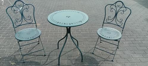 Marilou metalen Bistroset Romantisch Antraciet, Tuin en Terras, Tuinsets en Loungesets, Zo goed als nieuw, Overige materialen