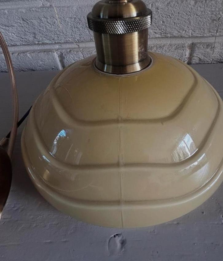 Vintage Hanglamp, Huis en Inrichting, Lampen | Hanglampen, Gebruikt, Minder dan 50 cm, Glas, Ophalen of Verzenden