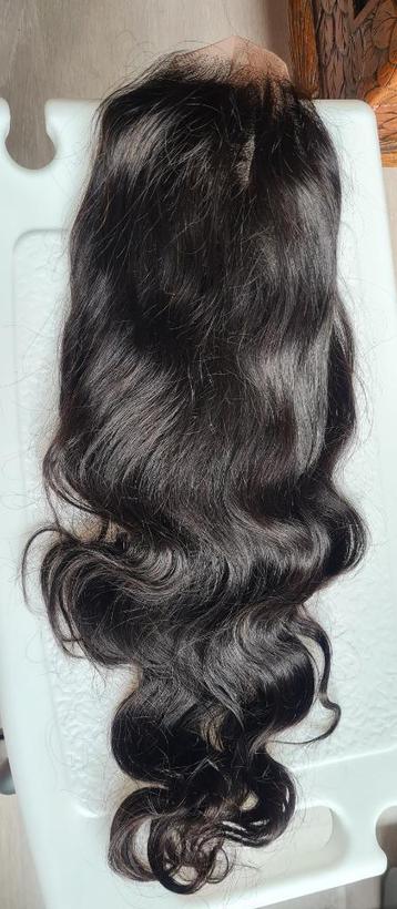 Nw, pruik, 67 cm. Bijna zwart haar. 100 % human hair. beschikbaar voor biedingen