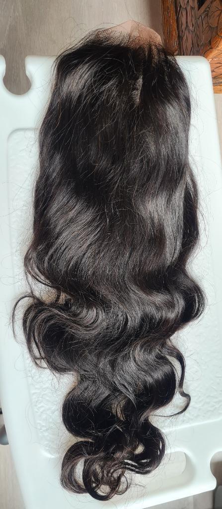 Nw, pruik, 67 cm. Bijna zwart haar. 100 % human hair., Sieraden, Tassen en Uiterlijk, Uiterlijk | Haarverzorging, Nieuw, Pruik of Haarverlenging