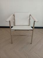 Le Corbusier Lc1 wit design fauteuil klassieker chroom stoel, Ophalen, Kunststof, Minder dan 75 cm, Zo goed als nieuw