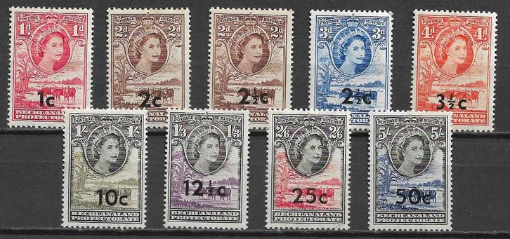 Bechuanaland Botswana 1961 Def serie opdruk dec waarde pf+pl, Postzegels en Munten, Postzegels | Afrika, Postfris, Overige landen