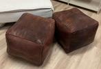 2 nieuwe Marokkaanse handgemaakte leren poefs, Vierkant, Nieuw, Leer, Ophalen of Verzenden