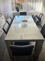 5 grijze eetkamerstoelen - gratis ophalen, Huis en Inrichting, Stoelen, Ophalen, Gebruikt, Metaal, Grijs