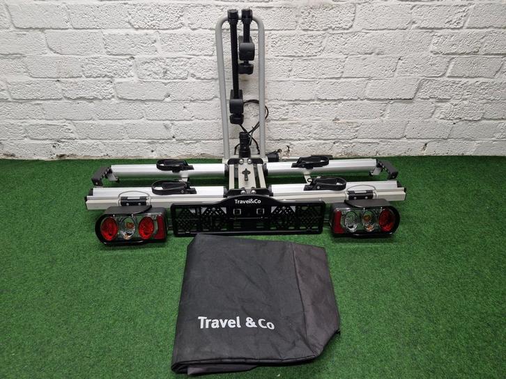 Nette Travel&Co fietsendrager E-bikes 60KG inklapbaar + Tas, Auto diversen, Fietsendragers, Zo goed als nieuw, Trekhaakdrager