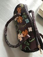 Zwarte  avondtas met bloemen, Sieraden, Tassen en Uiterlijk, Tassen | Damestassen, Ophalen of Verzenden, Gebruikt, Bruin, Handtas