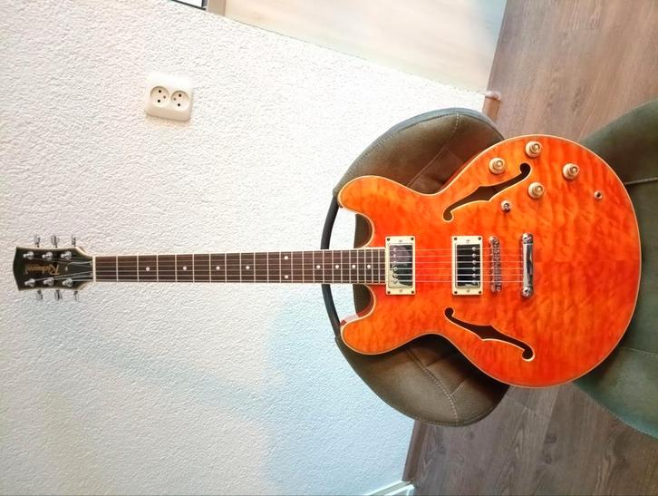 Richwood RE-550 (Gold logo - Quilted maple), Muziek en Instrumenten, Snaarinstrumenten | Gitaren | Elektrisch, Zo goed als nieuw