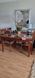 mahonie eettafel met 4 stoelen, Huis en Inrichting, Complete eetkamers, Gebruikt, Ophalen