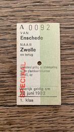 Oud treinkaartje, Enschede - Zwolle, Verzamelen, Spoorwegen en Tramwegen, Overige typen, Gebruikt, Ophalen of Verzenden, Trein
