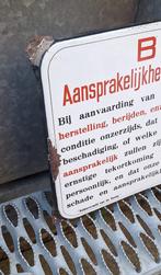 Bovag emaille bord, Aansprakelijk-Beperking en Vrijwaring🚘, Verzamelen, Merken en Reclamevoorwerpen, Reclamebord, Gebruikt, .