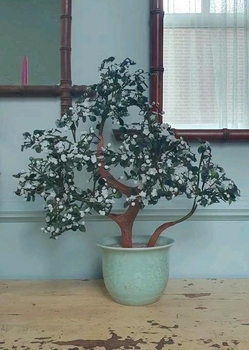 Vintage/ antiek/ brocante Chinees glazen bonsai boom, Huis en Inrichting, Woonaccessoires | Kunstplanten en Kunstbloemen, Zo goed als nieuw