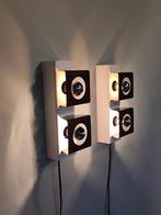 2x Vintage space age wandlamp Philips cube lamp lampjen, Huis en Inrichting, Lampen | Wandlampen, Gebruikt, Mid century modern dutch design