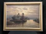 Havenzicht - Kees ( Cornelis ) Terlouw - Gesigneerd, Antiek en Kunst, Kunst | Schilderijen | Klassiek, Ophalen