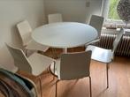 witte ronde tafel met 6 witte stoelen, Ophalen, Gebruikt