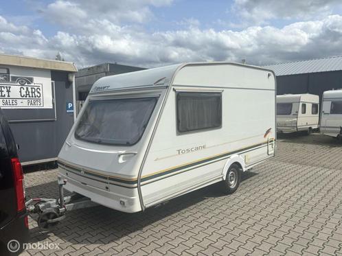 Swift Toscane 390EK enkele bedden + tent+luifel, Caravans en Kamperen, Caravans, Bedrijf, tot en met 2, 500 - 750 kg, Treinzit