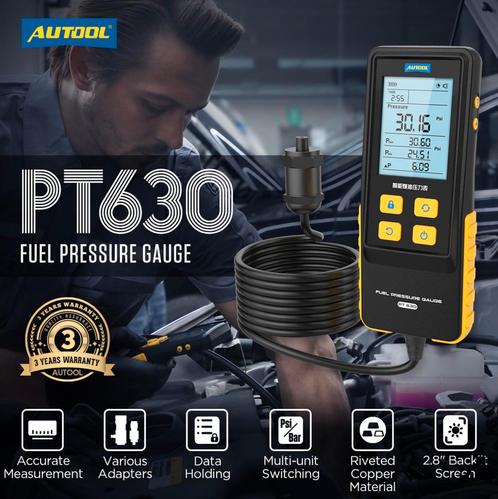 AUTOOL PT630 Automobiel Brandstofdrukmeter 0-426 PSI, Auto diversen, Onderhoudsmiddelen, Ophalen of Verzenden