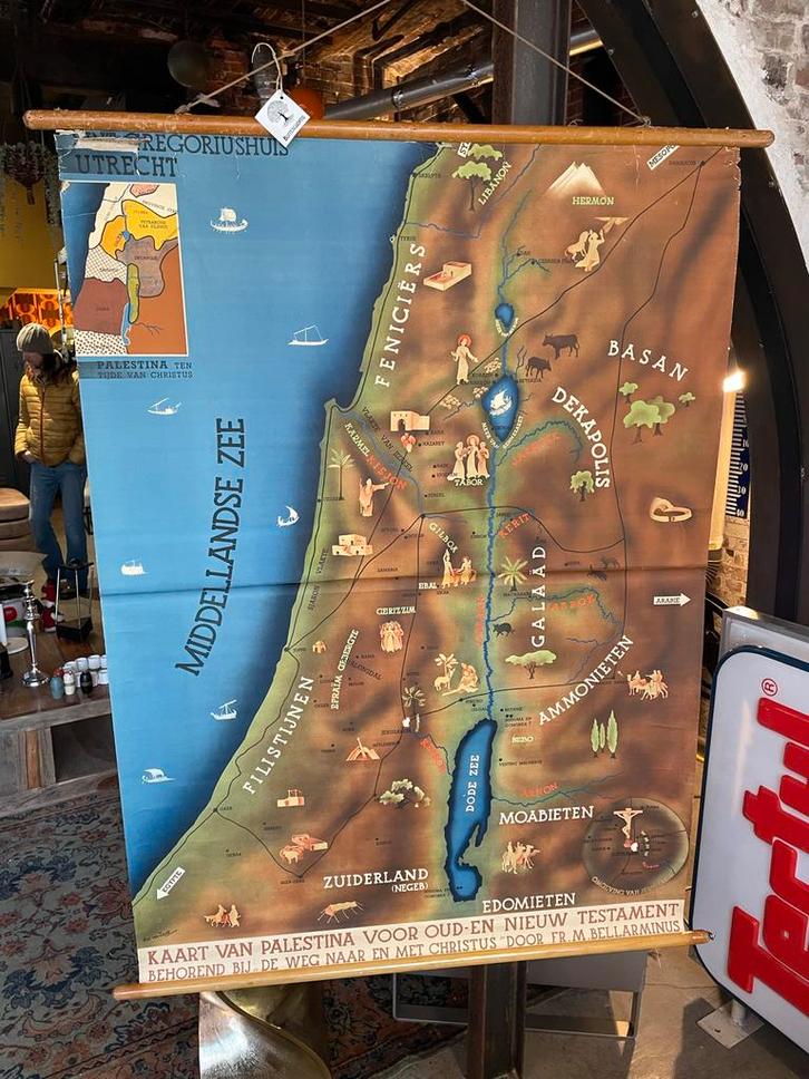 Oude Schoolplaat Palestina, Antiek en Kunst, Antiek | Schoolplaten, Geschiedenis, Ophalen