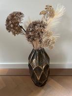 Vaas met kunst pluimen en hortensia, Ophalen of Verzenden, Zo goed als nieuw