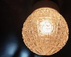 Vintage Plafondlamp / Plafonniere met Reliëf Glas, Ophalen of Verzenden, Glas, Vintage / Seventies / Eighties / Mid Century