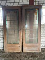 Twee glas in lood ensuite deuren jaren 30, Doe-het-zelf en Verbouw, Deuren en Horren, Ophalen, Gebruikt, 80 tot 100 cm, Binnendeur