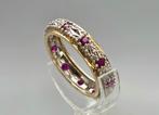 Gouden Vintage ring edelsteen robijn en diamant. 2025/568., ., Ophalen of Verzenden, ., Met edelsteen