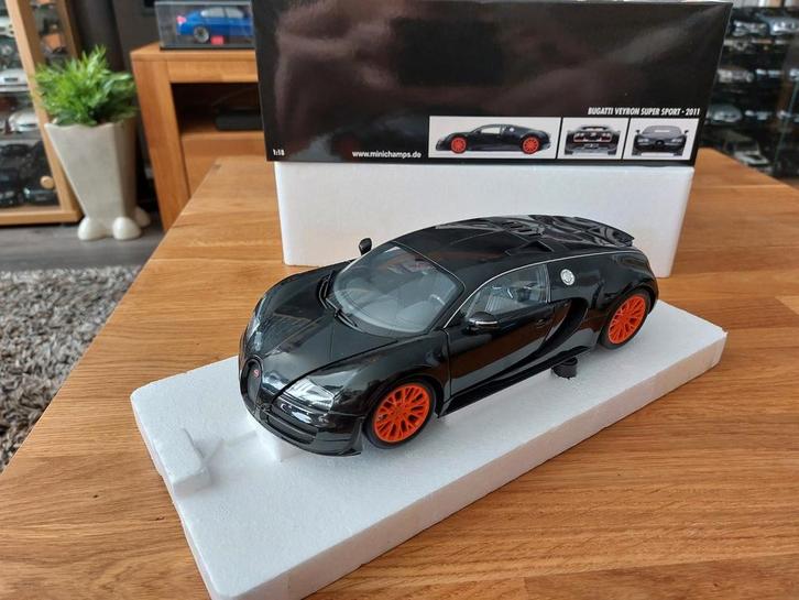 Minichamps 1/18 Bugatti veyron SUPER SPORT BLACK Metallic, Hobby en Vrije tijd, Modelauto's | 1:18, Zo goed als nieuw, Auto, MiniChamps