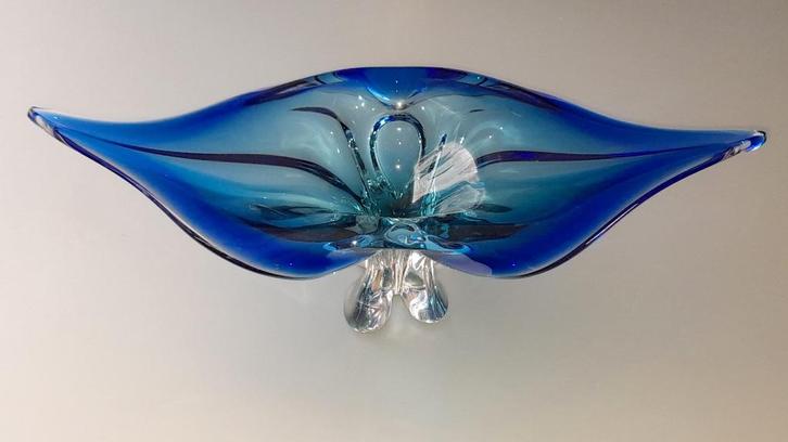 Josef Hospodka glaskunst tafelstuk blauw/turquoise jaren '70, Antiek en Kunst, Kunst | Designobjecten, Ophalen of Verzenden