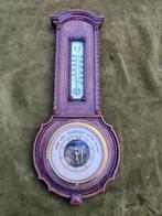 Antieke eikenhouten barometer met geschulpte wandplaat., Antiek en Kunst, Verzenden
