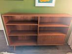 Deense (Mid-century) vintage teak wandkast (in topstaat), Huis en Inrichting, Kasten | Wandmeubels, Ophalen, Met klep(pen), 100 tot 150 cm