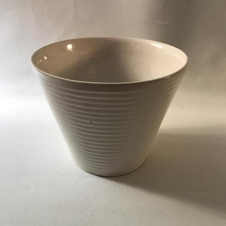 Retro Bloempot Westraven met horizontale ribben, Tuin en Terras, Bloempotten, Gebruikt, Aardewerk, Binnen, Minder dan 40 cm, Minder dan 25 cm