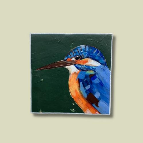 Handbeschilderd tegeltje 'ijsvogel', Huis en Inrichting, Woonaccessoires | Wanddecoraties, Nieuw, Ophalen of Verzenden