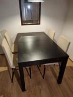 Eettafel met 4 stoelen, Ophalen of Verzenden, Gebruikt, Rechthoekig, Hout