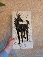 Seventies mozaïek tableau met zwart paard, Ophalen of Verzenden