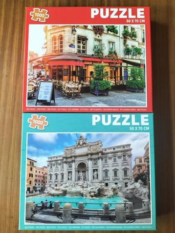 2 mooie puzzels o.a. Trevi fontein / 2 x 1000 stukjes beschikbaar voor biedingen