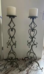 2 zware ZGAN kandelaars 96 cm hoog, incl. Kaarsen, Ophalen, Zo goed als nieuw, Metaal, 75 cm of meer