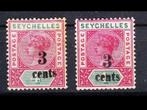 Seychelles 3 cent op 4 cent - Variëteit 1893, Ophalen of Verzenden, Gestempeld