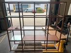 Metalen kast met glas en hout - 210x50x196 cm, Ophalen, Met plank(en), Nieuw, Glas